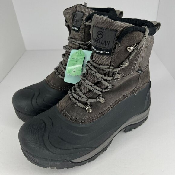 Magellan Outdoor Mens 177852 Gray Leather Lace Up Ankle Size 9D Hiking Boots